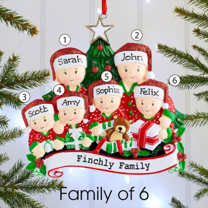 Personalised Christmas Tree Ornament Custom 6 Family Members Names Ornament-Jessemade AU