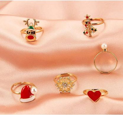 Christmas Adjustable Rings Set Ideal Gift for Family Members-Jessemade AU