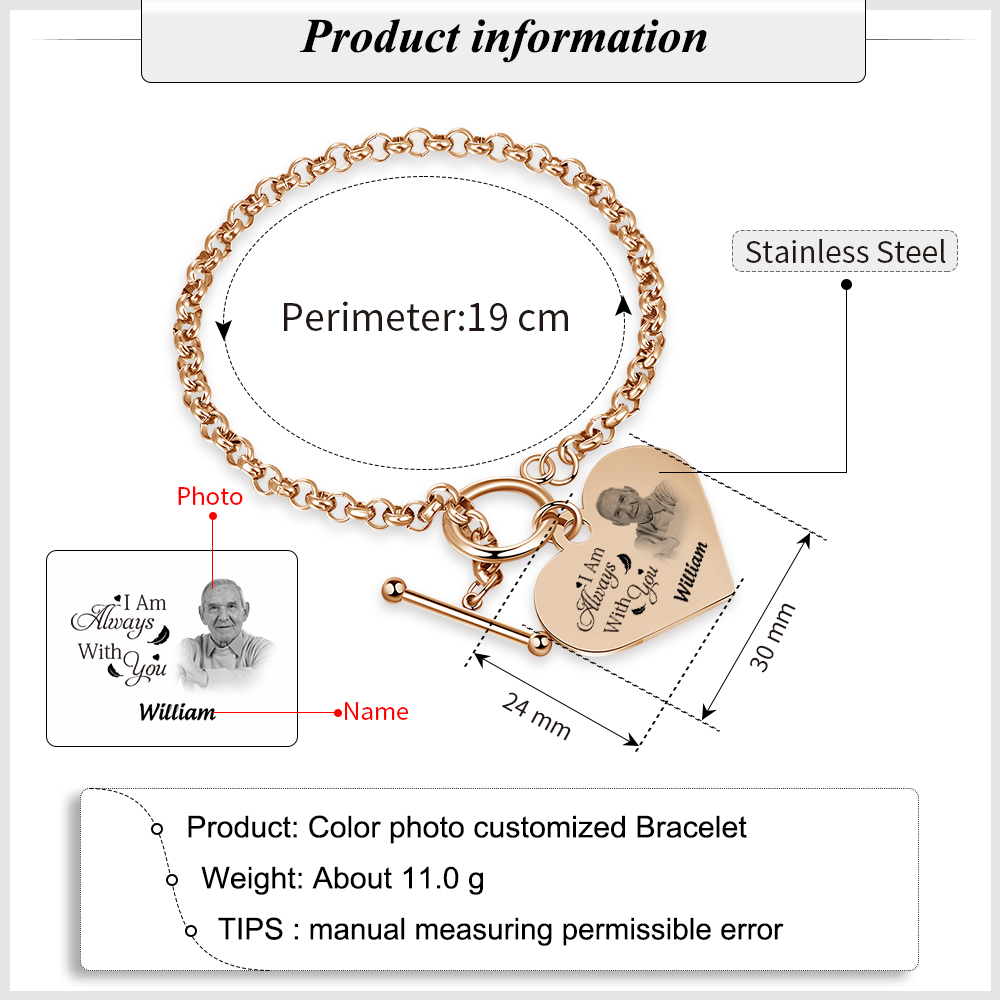Personalized Memorial Bracelet with Custom Name and Photo I Am Always With You Gift Set-Jessemade AU