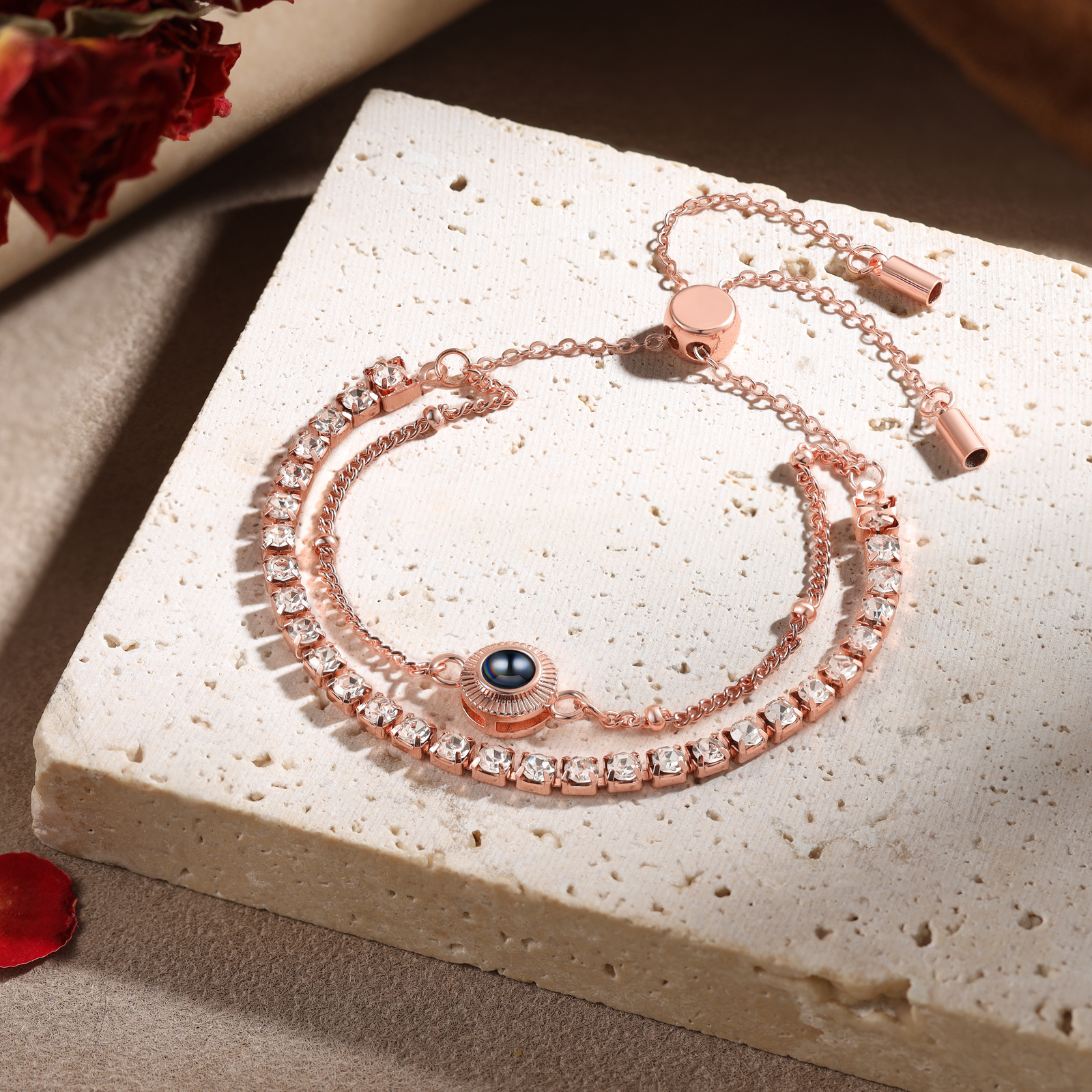 Personalised Photo Projection Double Layer Tennis Bracelet