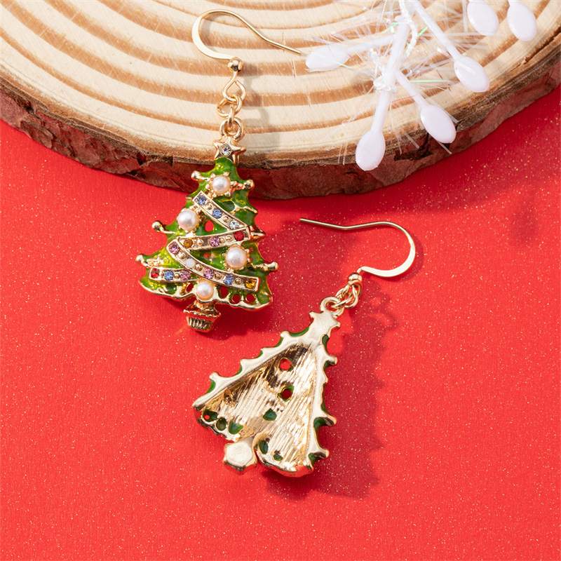 Christmas Tree Dangle Earrings Festive Holiday Gift-Jessemade AU