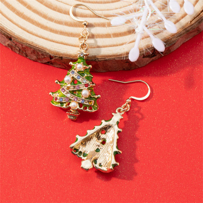 Christmas Tree Dangle Earrings Festive Holiday Gift-Jessemade AU