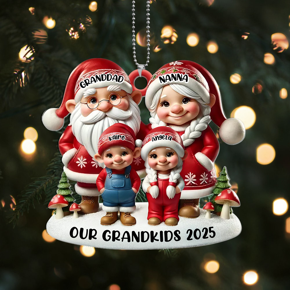 Personalised Family Christmas Tree Decoration - Grandpa Grandma Elf