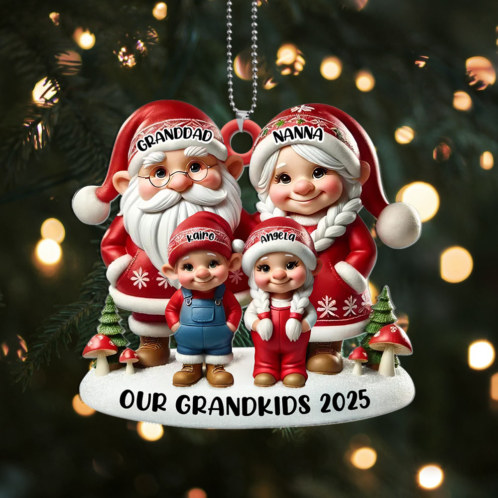 Personalised Family Christmas Tree Decoration - Grandpa Grandma Elf