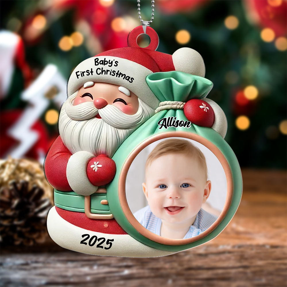 Christmas Tree Decoration - Santa Claus - Personalised Baby Photo