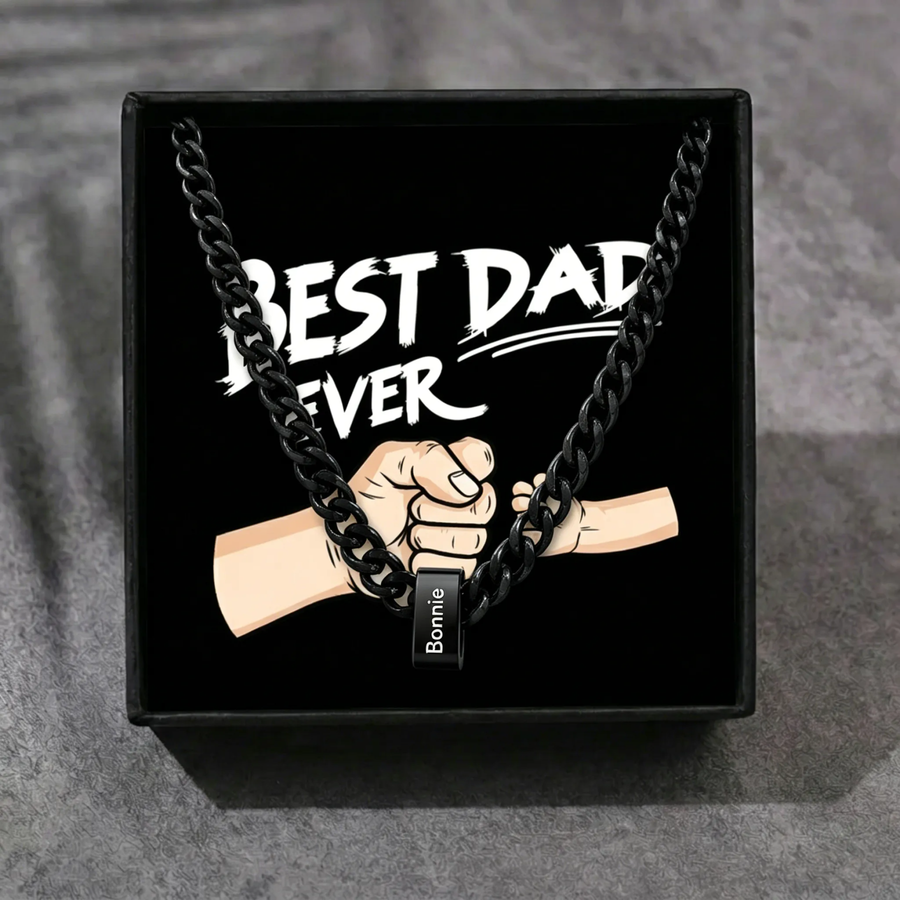 Personalised men’s necklace in stainless steel, customisable with 1 to 6 name beads – a lasting keepsake; the ideal Christmas, birthday or Father’s Day gift for him, dad or husband | Kettenmachen