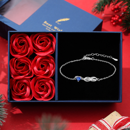 Personalised Infinity Bracelet With 1 Birthstone Engraved Names Bracelet Gift For Women-Jessemade AU