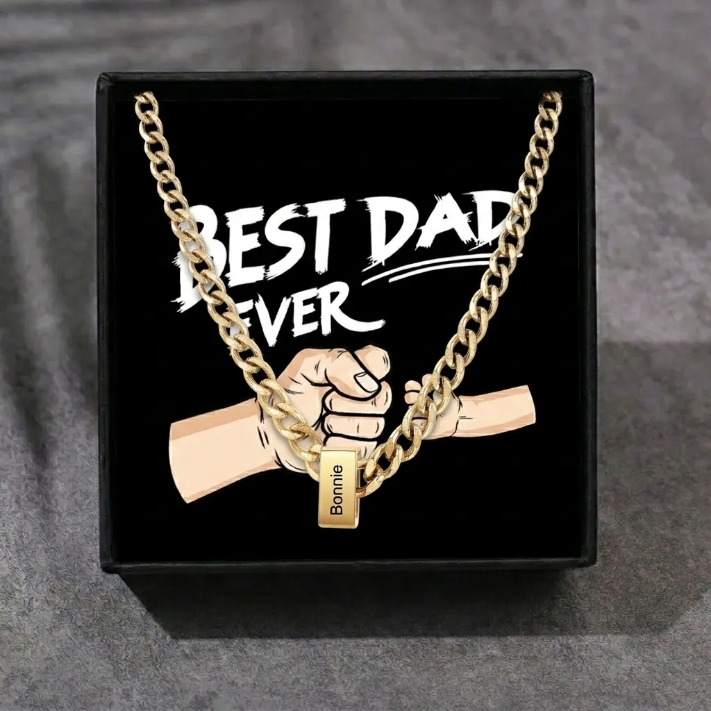 Personalised Cuban Link Chain Necklace for Men with 1 to 6 Names