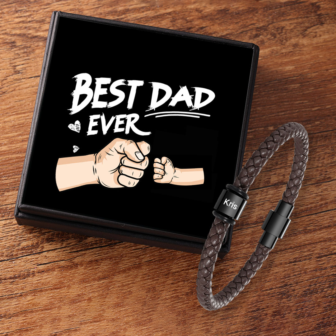 1 Name - Personalised Men's Leather Bracelet Custom Beaded Bracelets Fathers Day Gifts for Him-Jessemade AU