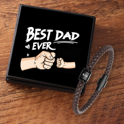 1 Name - Personalised Men's Leather Bracelet Custom Beaded Bracelets Fathers Day Gifts for Him-Jessemade AU