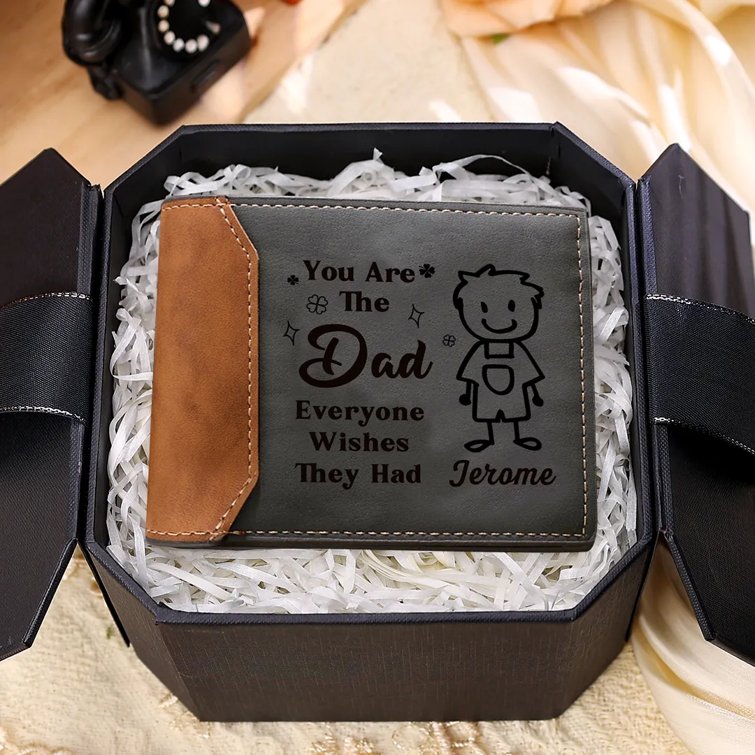 1-6 Names Personalised Wallet with Kids’ Name and Photo – Gift for Dad/Grandpa | Jessemade