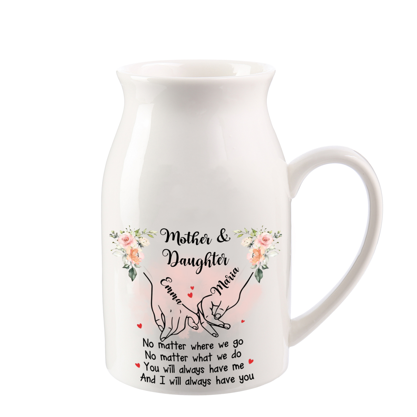 Personalised Mother & Daughter Jug – Ceramic Vase with Names and Quote for Mother’s Day | Jessemade