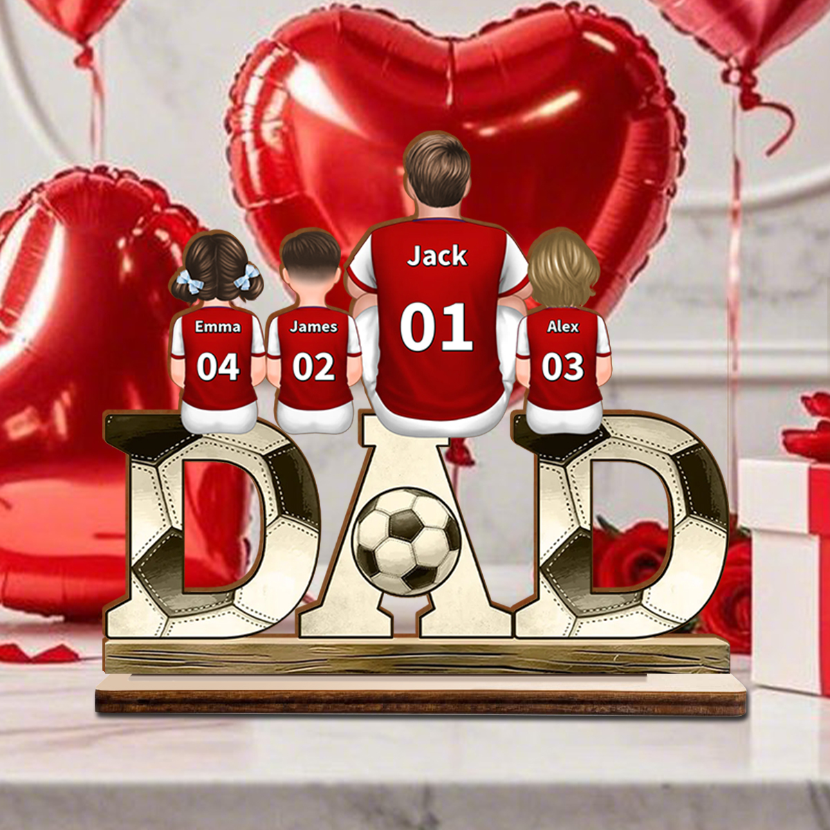 Personalised Football-Themed DAD Ornament - Custom Plaque Home Decoration for Father | Jessemade