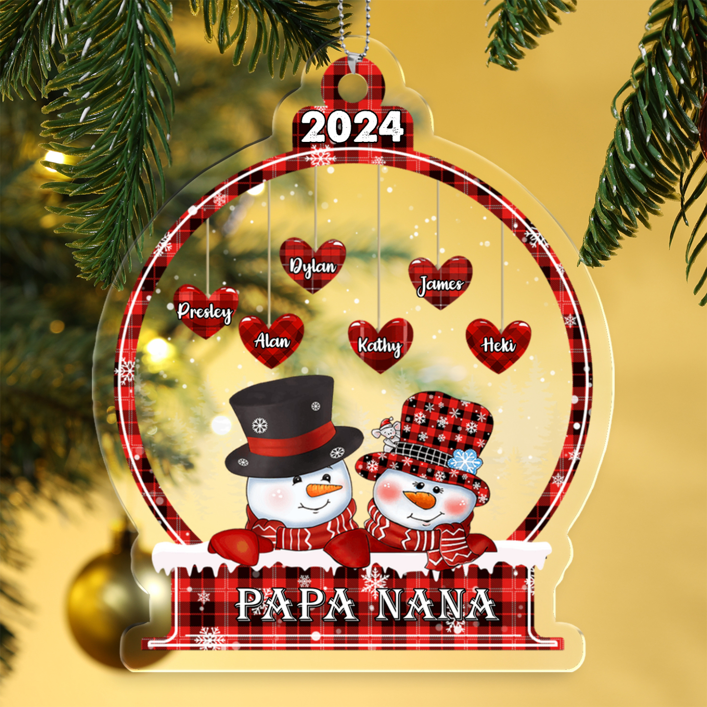 Personalised Christmas Snowman Ornament Custom 3-18 Names Christmas Ornament Gift for Family-Jessemade AU