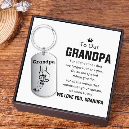 Personalised Fist Bump Keychain Custom 1 Name & 1 Text Keyring Gifts for Grandpa/Poppy-Jessemade AU