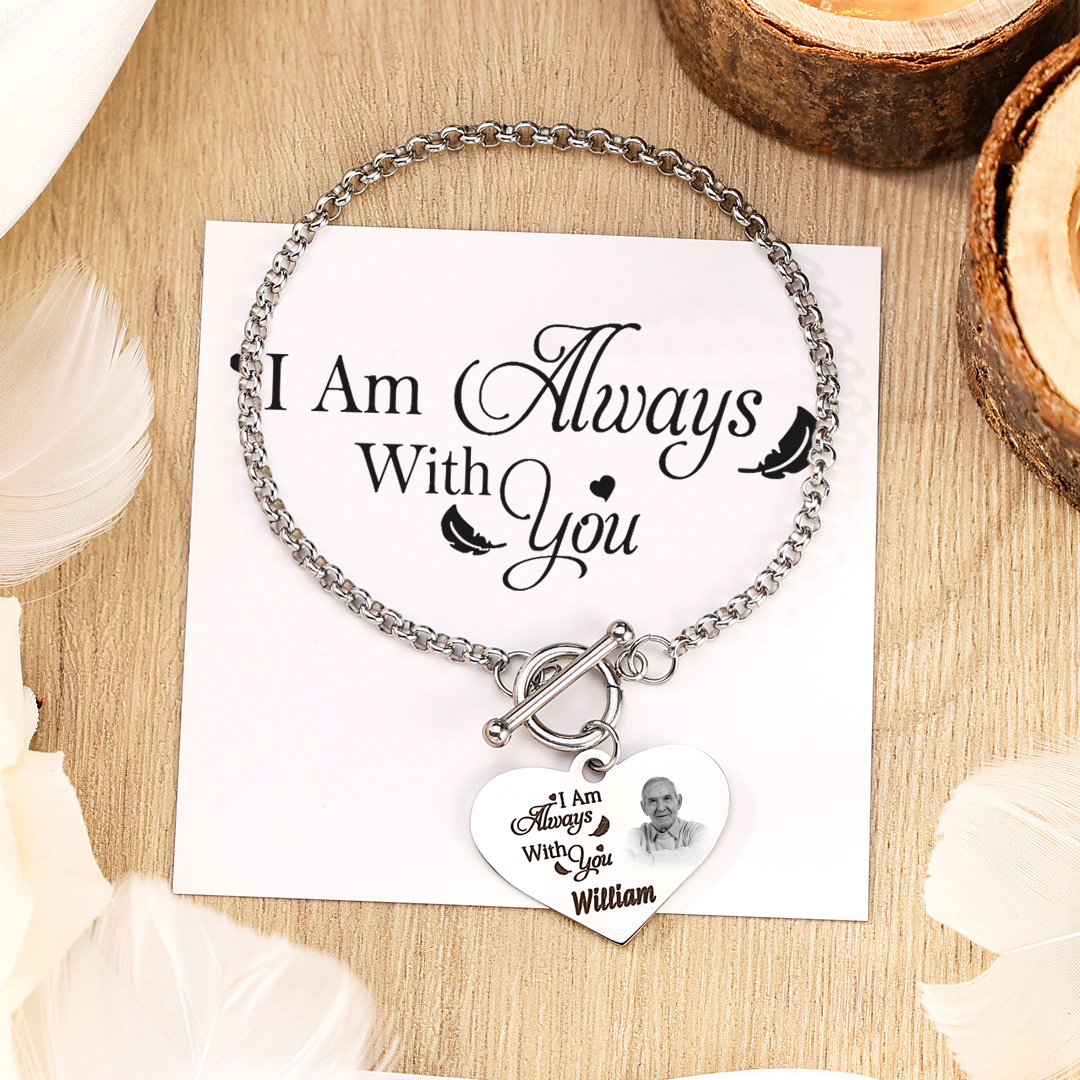 Personalized Memorial Bracelet with Custom Name and Photo I Am Always With You Gift Set-Jessemade AU