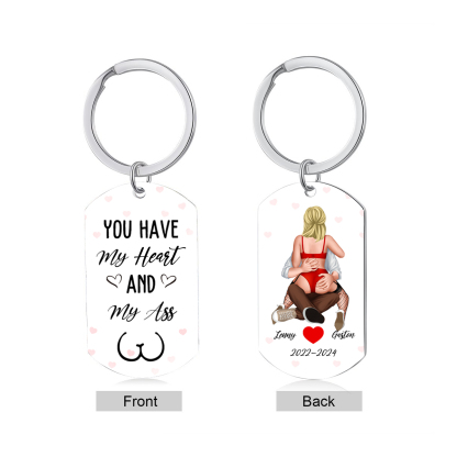 You Have My Heart And My Ass Personalised Keychain Valentine Gift For Couple