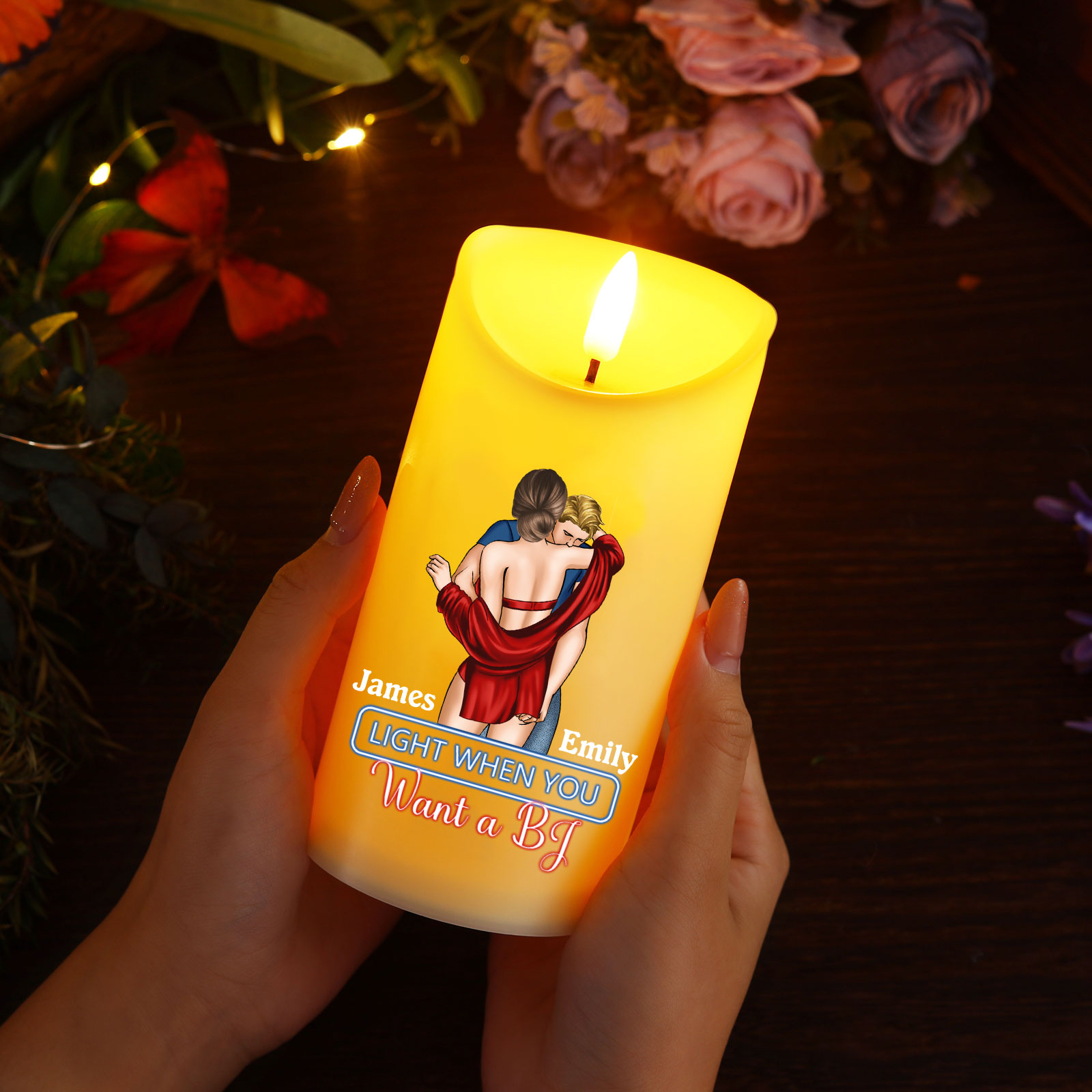 You Make The Season Bright Personalised Couple Custom LED Candle with 2 Names Romantic Gift For Him or He