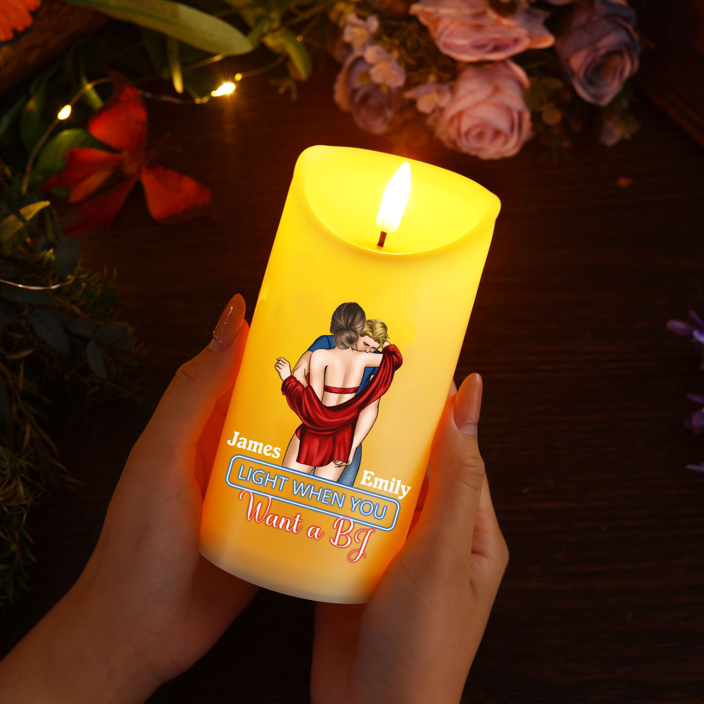 You Make The Season Bright Personalised Couple Custom LED Candle with 2 Names Romantic Gift For Him or He