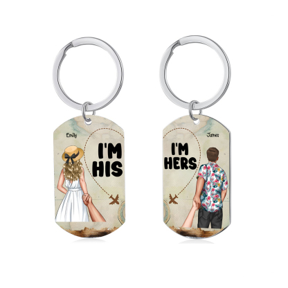 Personalised Couple Keyring I’m His I’m Her Design Valentine’s Day Gift for Couples