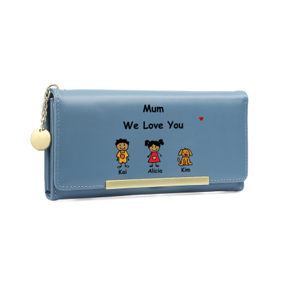 Personalised Mum Wallet – Custom Engraved Purse with Names & Characters | Jessemade