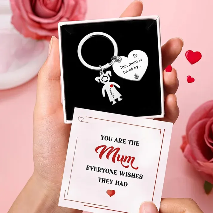To Mum - 1 Name Personalised Keychain with Kid Charm Engraved Names Keychain Mother's Day Gift for Mum | JesseMade