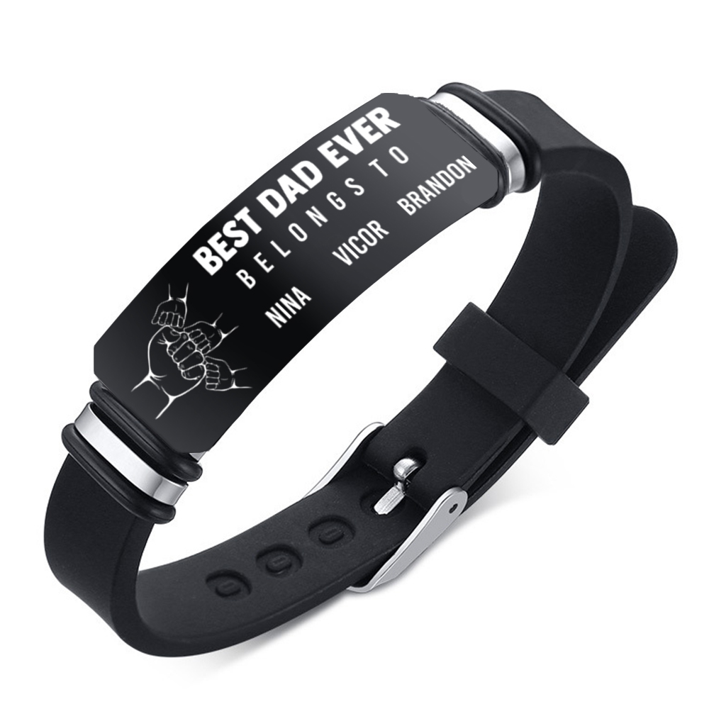 Personalised Mens Bracelet Custom with  1–7 Kids’ Names – Engraved “Best Dad Ever” Bracelet Gift for Him | Jessemade