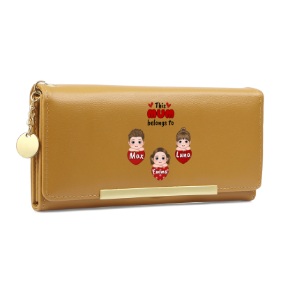 To my Mum/Nan - Personalised Women Wallet Custom With 1-10 Names Gift for Mum or Grandma in Pink, Blue or Yellow | Jessemade