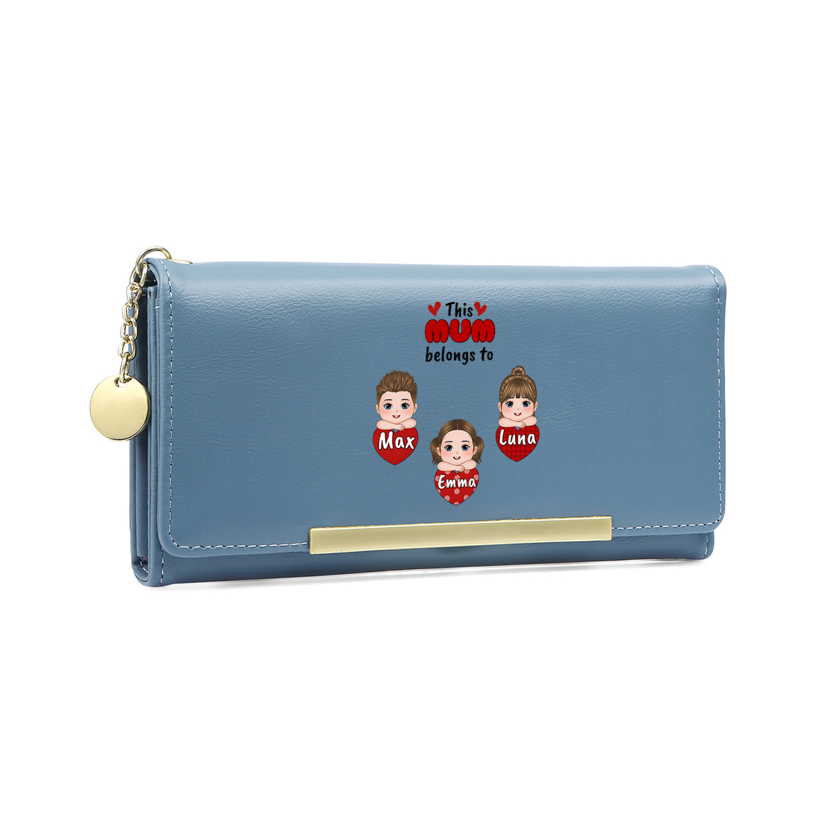 To my Mum/Nan - Personalised Women Wallet Custom With 1-10 Names Gift for Mum or Grandma in Pink, Blue or Yellow | Jessemade