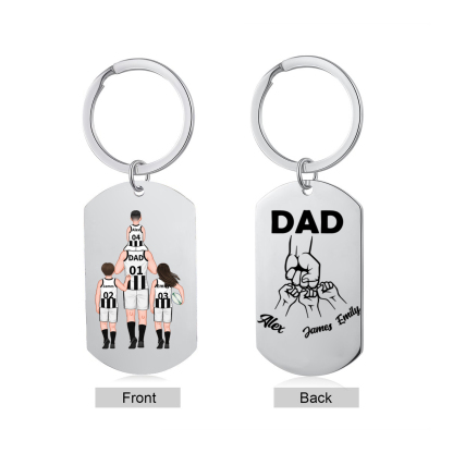 Personalised Australian Rules Football Family Keyring Custom 2–4 Names Fist Bump Keychain Fathers Day Gift for Dad/Grandpa-Jessemade AU