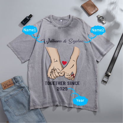 Personalised Couple Gray T Shirts Together Since Pinky Promise Gift for Valentine’s Day