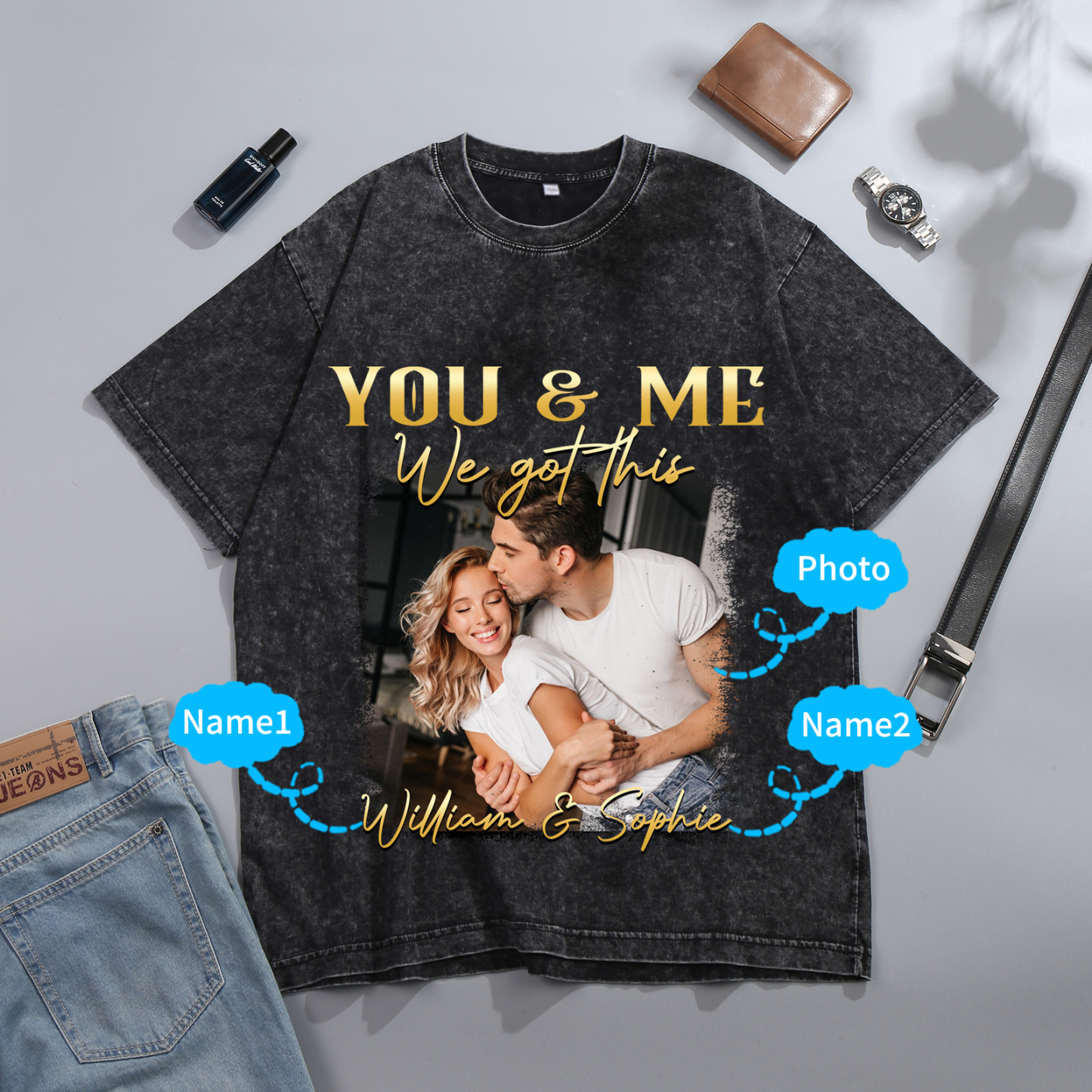 Personalised Couple Black T-Shirts You and Me We Got This Valentine’s Day Gift