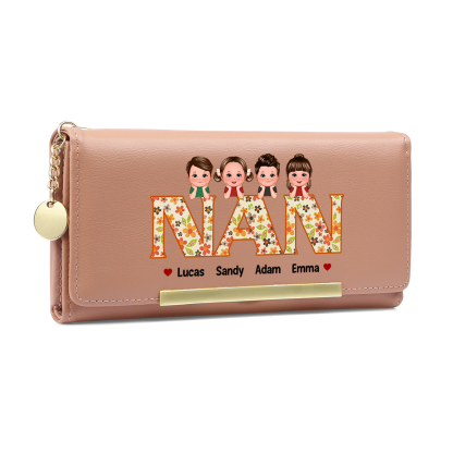 To my Mum - Personalised Women Wallet Custom PU Leather with 1–6 Names, Wallet Gift Multiple Colours | Jessemade