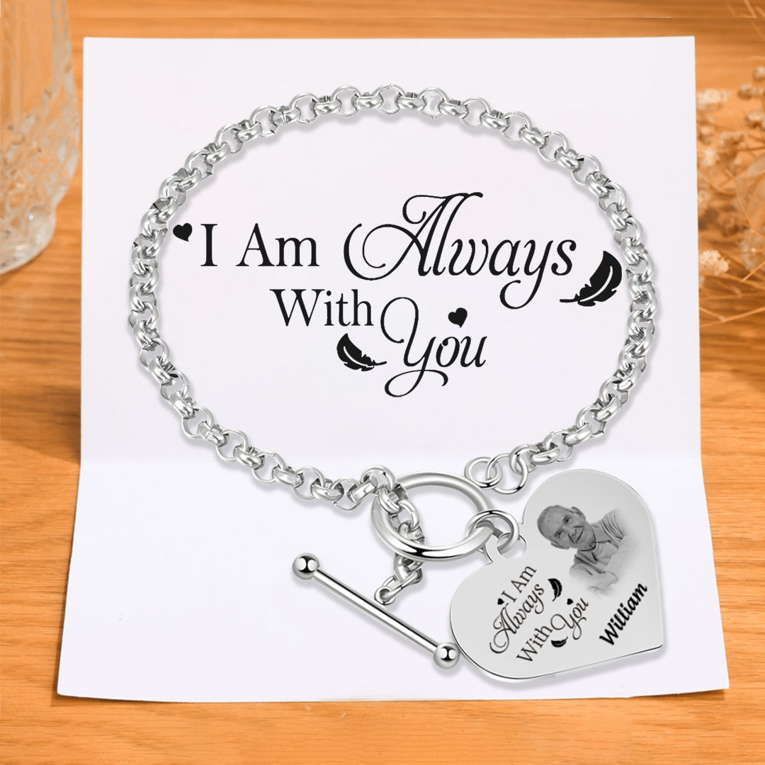 Personalized Memorial Bracelet with Custom Name and Photo I Am Always With You Gift Set-Jessemade AU
