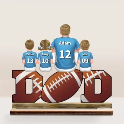 Personalised DAD Footy Wooden Plaque, Family Jerseys