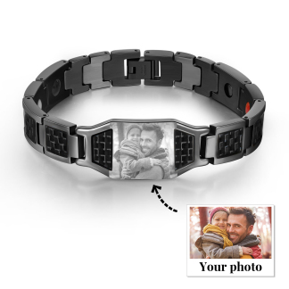 Personalised Men Bracelet Magnetic Custom Photo Bracelet for Him Valentine Gift