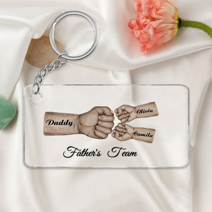3 Names - Personalised Text & Name Acrylic Keychain Fist Bump Fathers Day Gifts for Dad/Grandpa-Jessemade AU