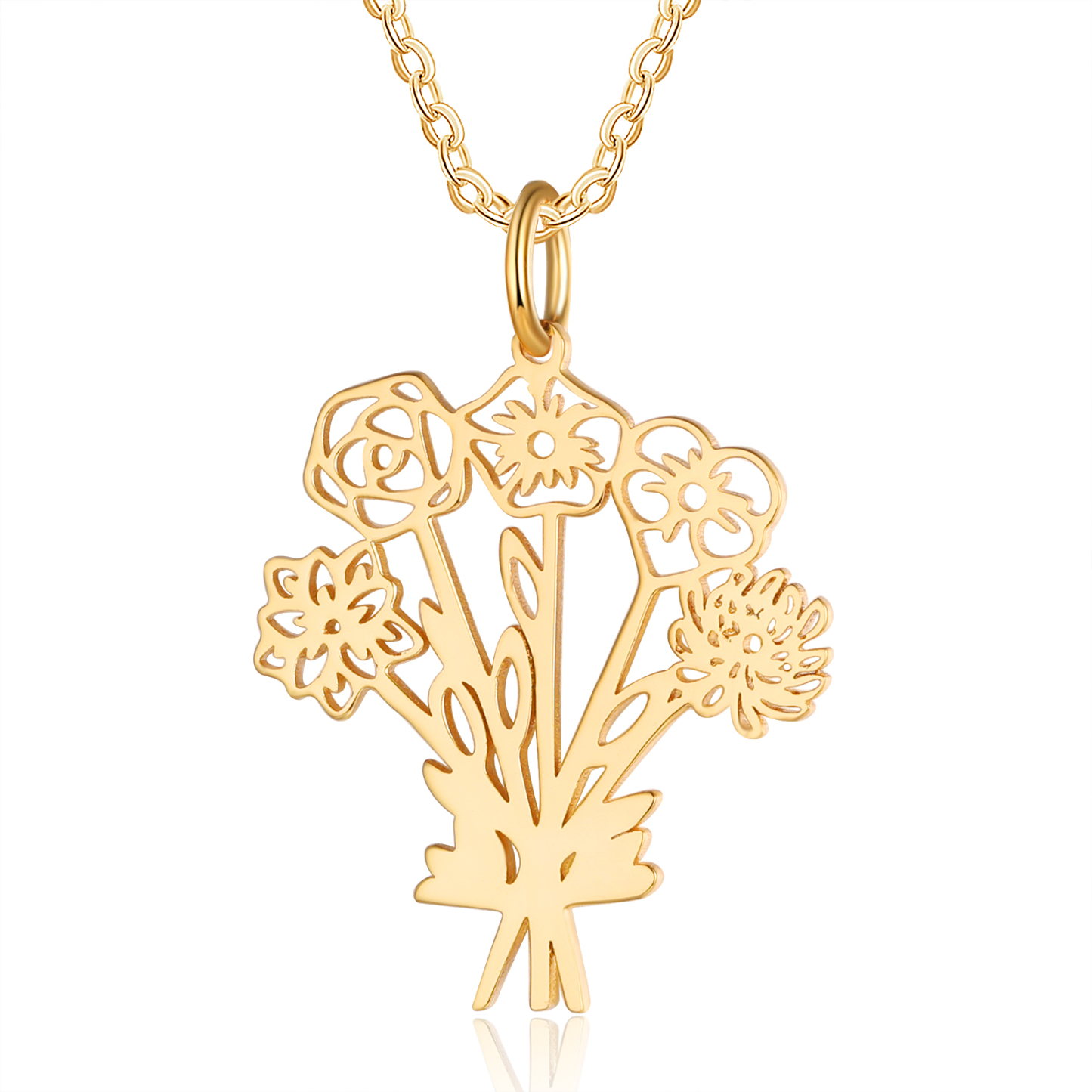 Personalised 5 Birthday Flowers Necklace Custom Pendant Necklace Gold Birthday Gift for Her-Jessemade AU