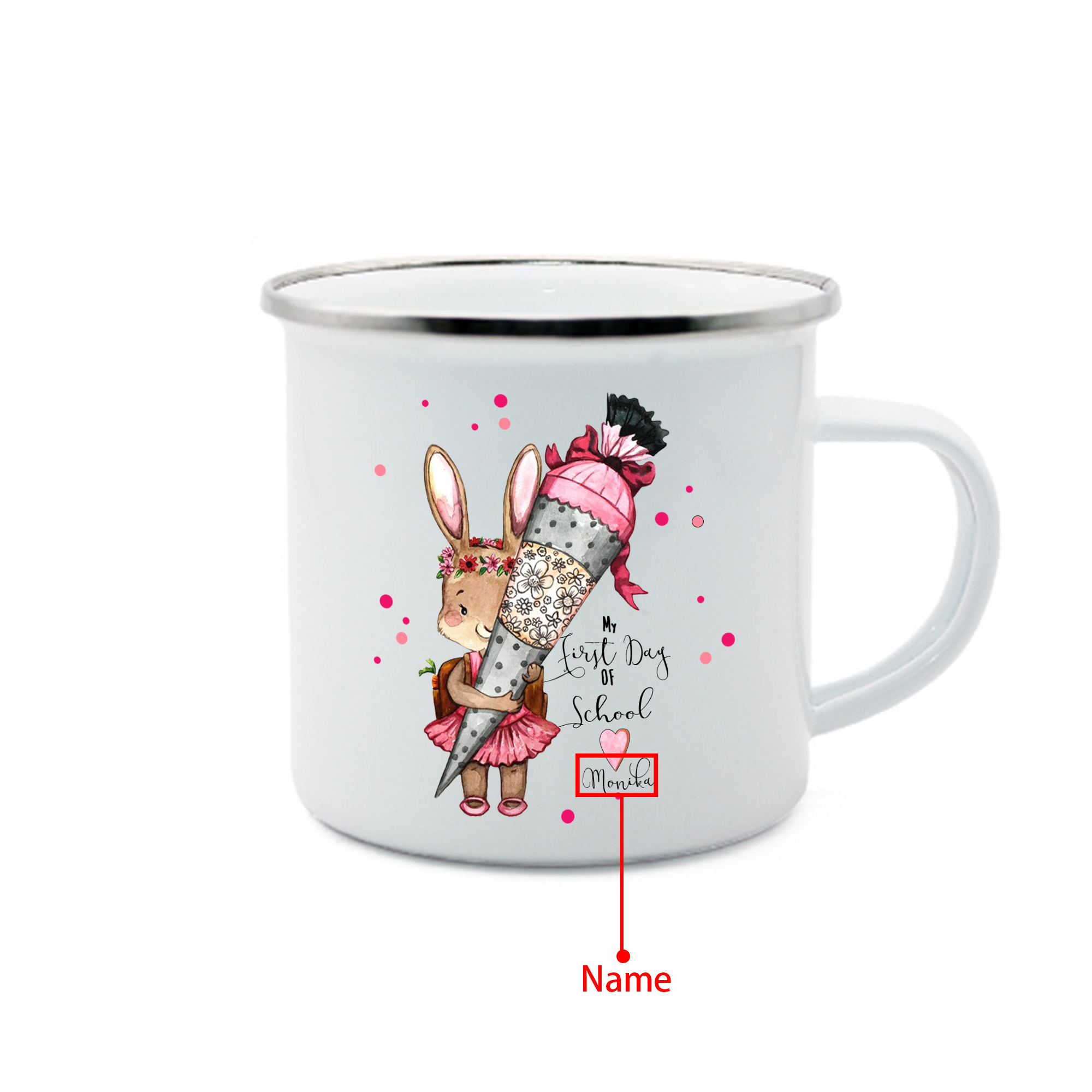 Personalised 2 Names Gift Set Custom Enamel Mug & Pencil Case & Bracelets Gift Set Back-to-School Gifts for Kids