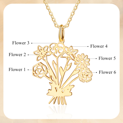 Personalised 6 Birthday Flowers Necklace Custom Pendant Necklace Gold Birthday Gift for Her-Jessemade AU