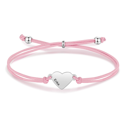 2 Pcs Heart Bracelet Set Custom 2 Names Adjustable Bracelets Back to School Gift for Daughter Granddaughter-Jessemade AU