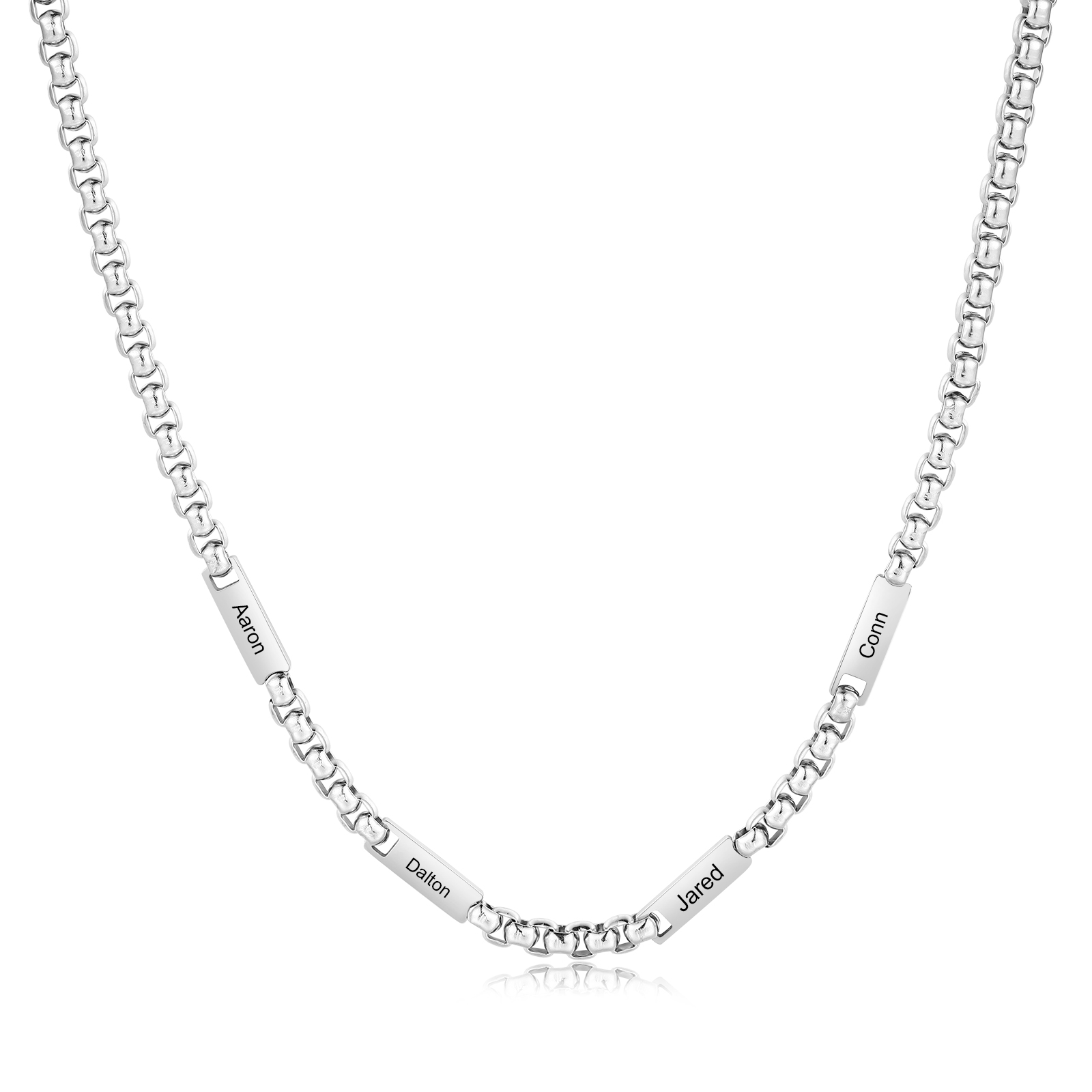 Personalized 4 Names Cuban Link Chain Necklace Stainless Steel Men Necklace