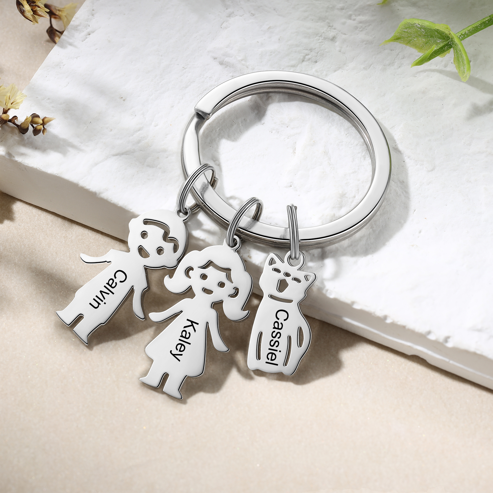 3 Names - Personalised Kid Charm Keychain Pet Charm Keyring Father's Day Gift for Family Friends-Jessemade AU