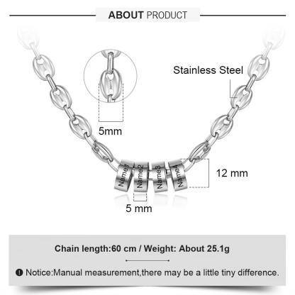 Personalised Dad Men Necklace Gift Set with 4 Beads Engraved 4 Names Custom Gift For Father