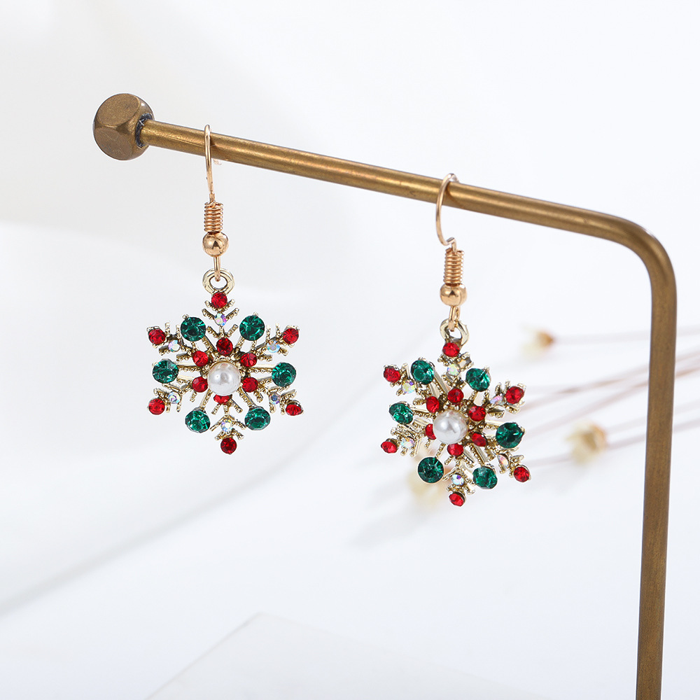 Christmas Snowflake Dangle Earrings Necklace Set Festive Holiday Gift for Women-Jessemade AU