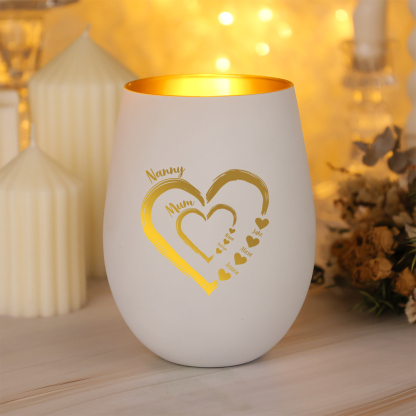 Personalised glass candle holder with 2–18 names, Mother’s Day and birthday gift for Grandma and Mum | Jessemade