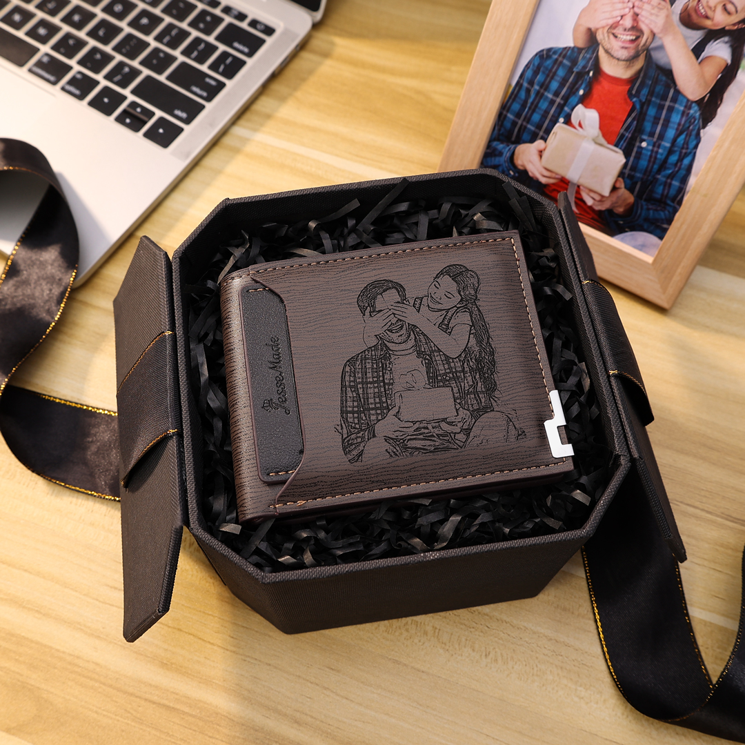Personalised Men Wallet Custom Photo & Text Billfold Wallet Gift for Grandpa-Jessemade AU