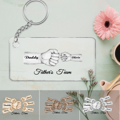 2 Names - Personalised Text & Name Acrylic Keychain Fist Bump Fathers Day Gifts for Dad/Grandpa-Jessemade AU