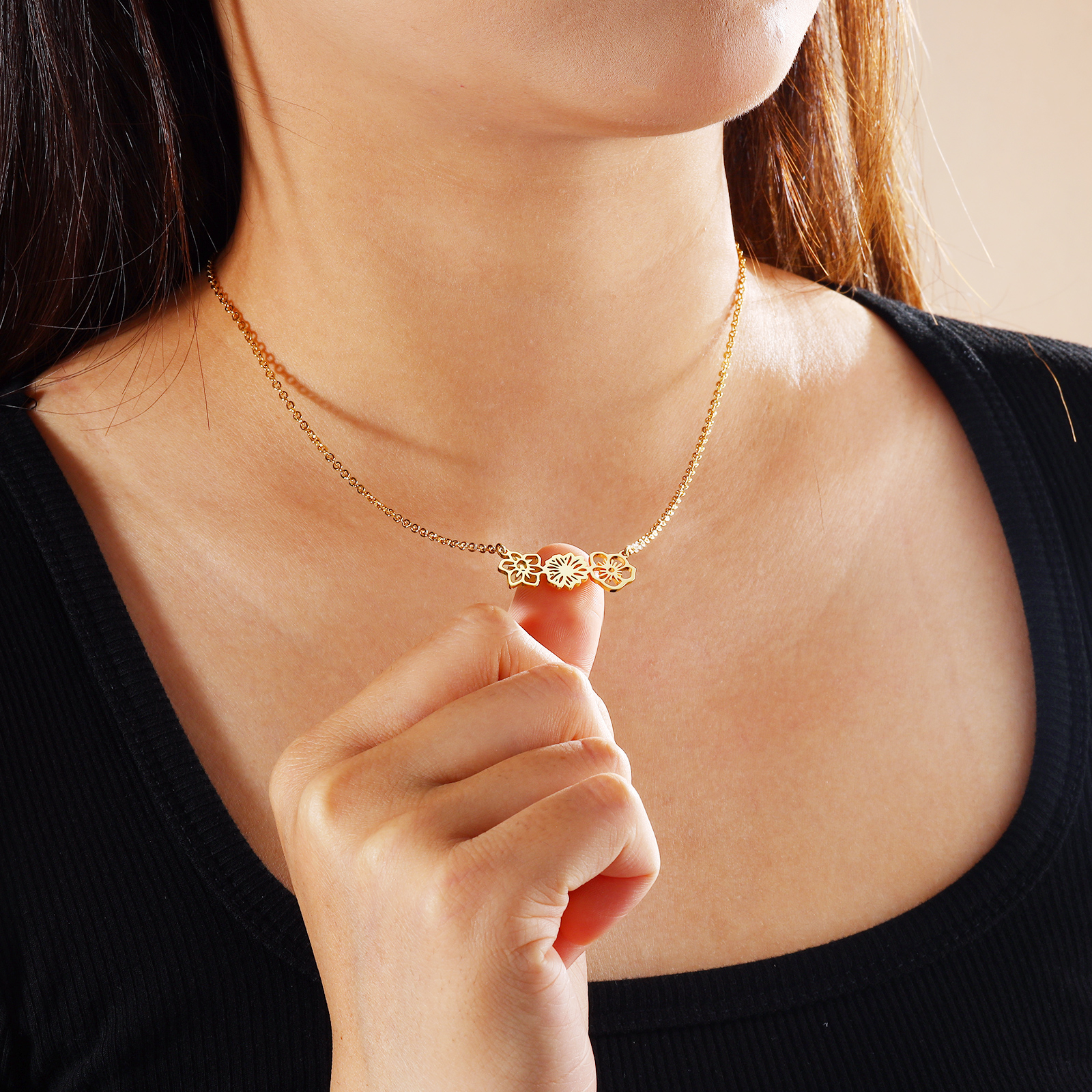 Personalised 4 Birthday Flowers Necklace Gold Custom Pendant Necklace Birthday Gift for Her-Jessemade AU