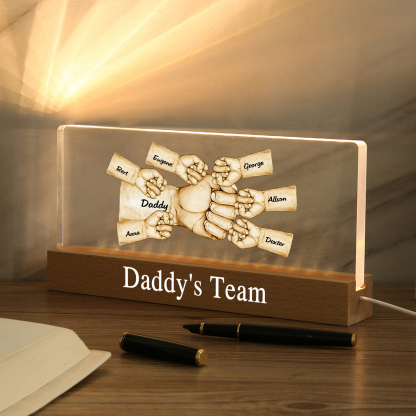 7 Names -  Personalised Name & Text Acrylic Night Light Custom Fist Bump LED Lamp Fathers Day Gifts-Jessemade AU
